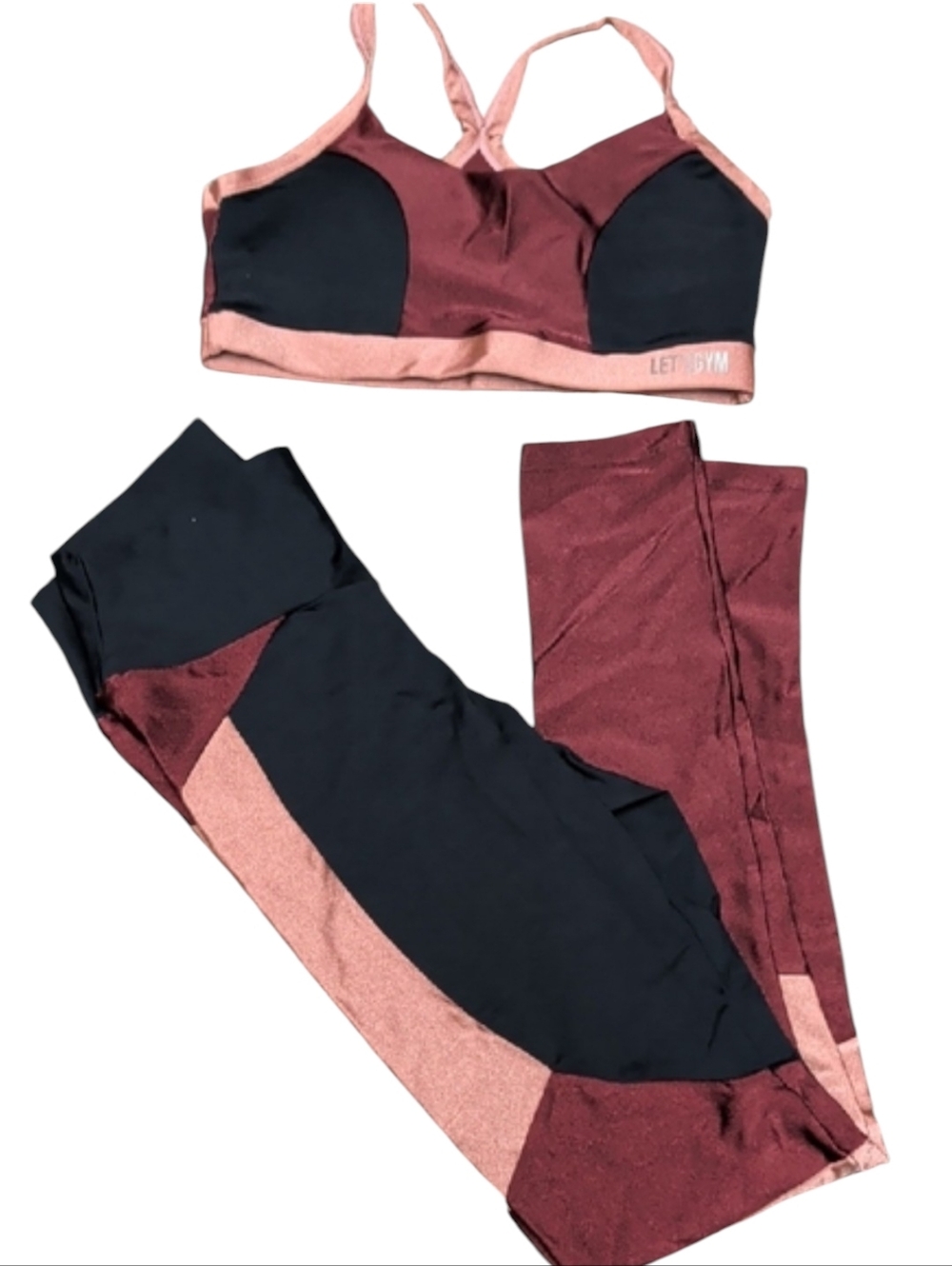 LETS GYM Stylish Two-Tone Sports Bra And Leggings Set